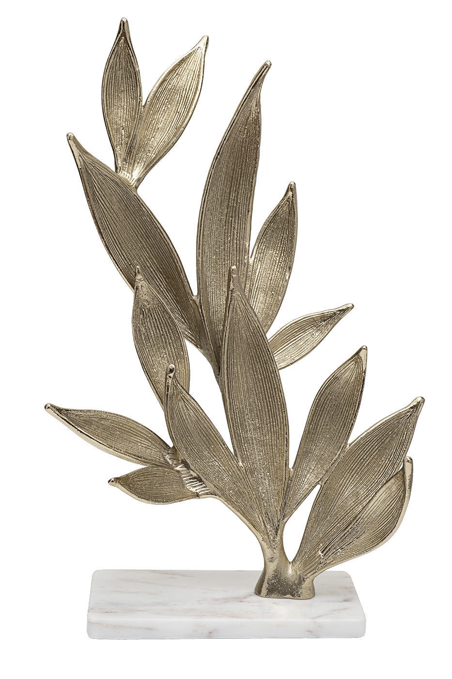 69-20073 Декор настольный «Флора (Flora)» зол.мет./мрам.бел 34*19.5*51см_s2 1