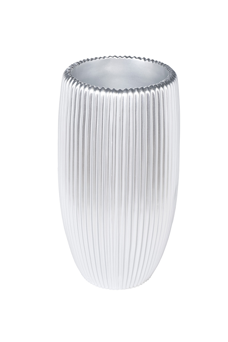 ZS2062-19SL Кашпо серебристое с полосками d26*49см_s2 1