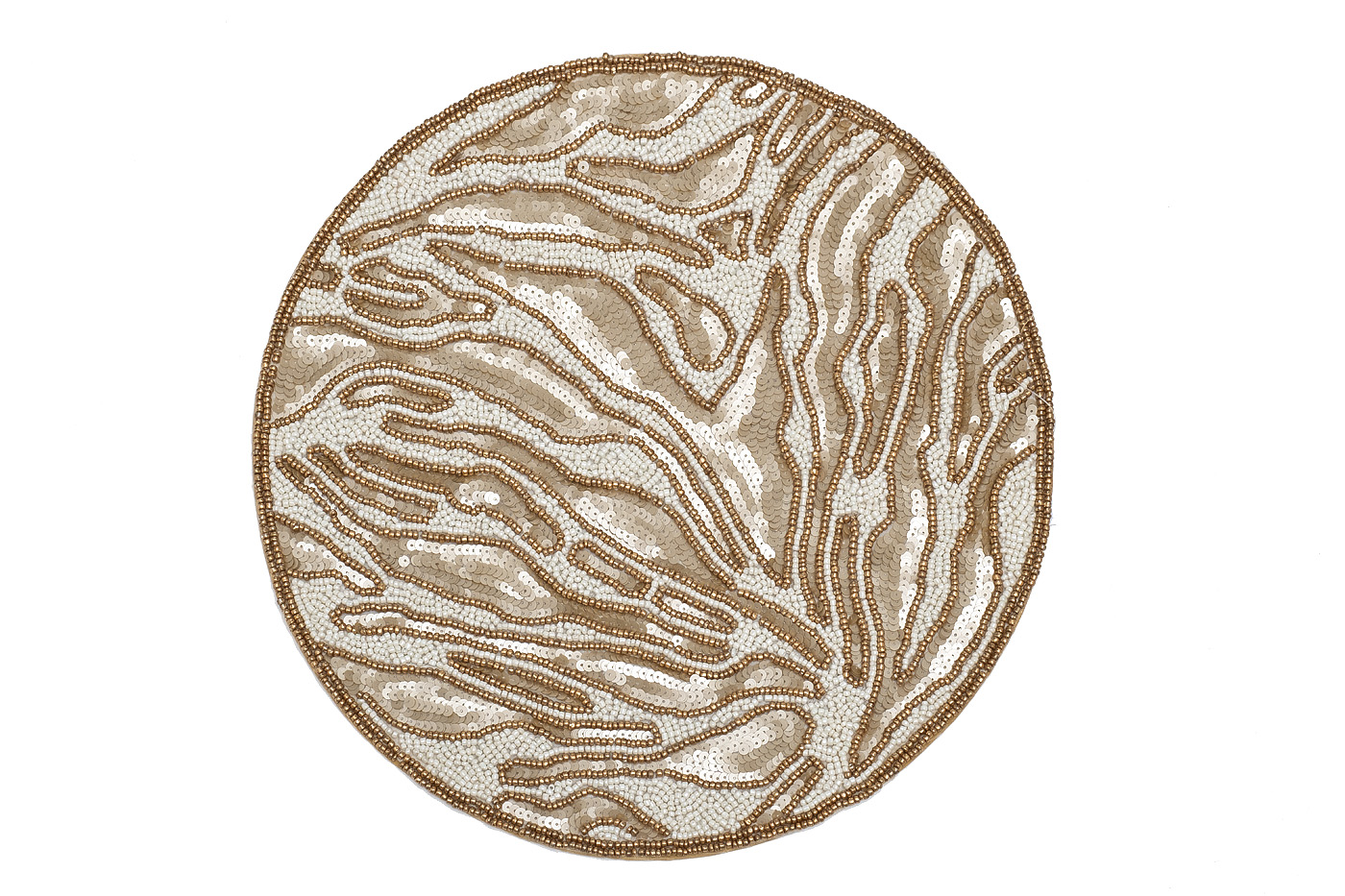 150ARF-22324 Салфетка сервировочная Саванна,бисер,золото d35см_s2 1
