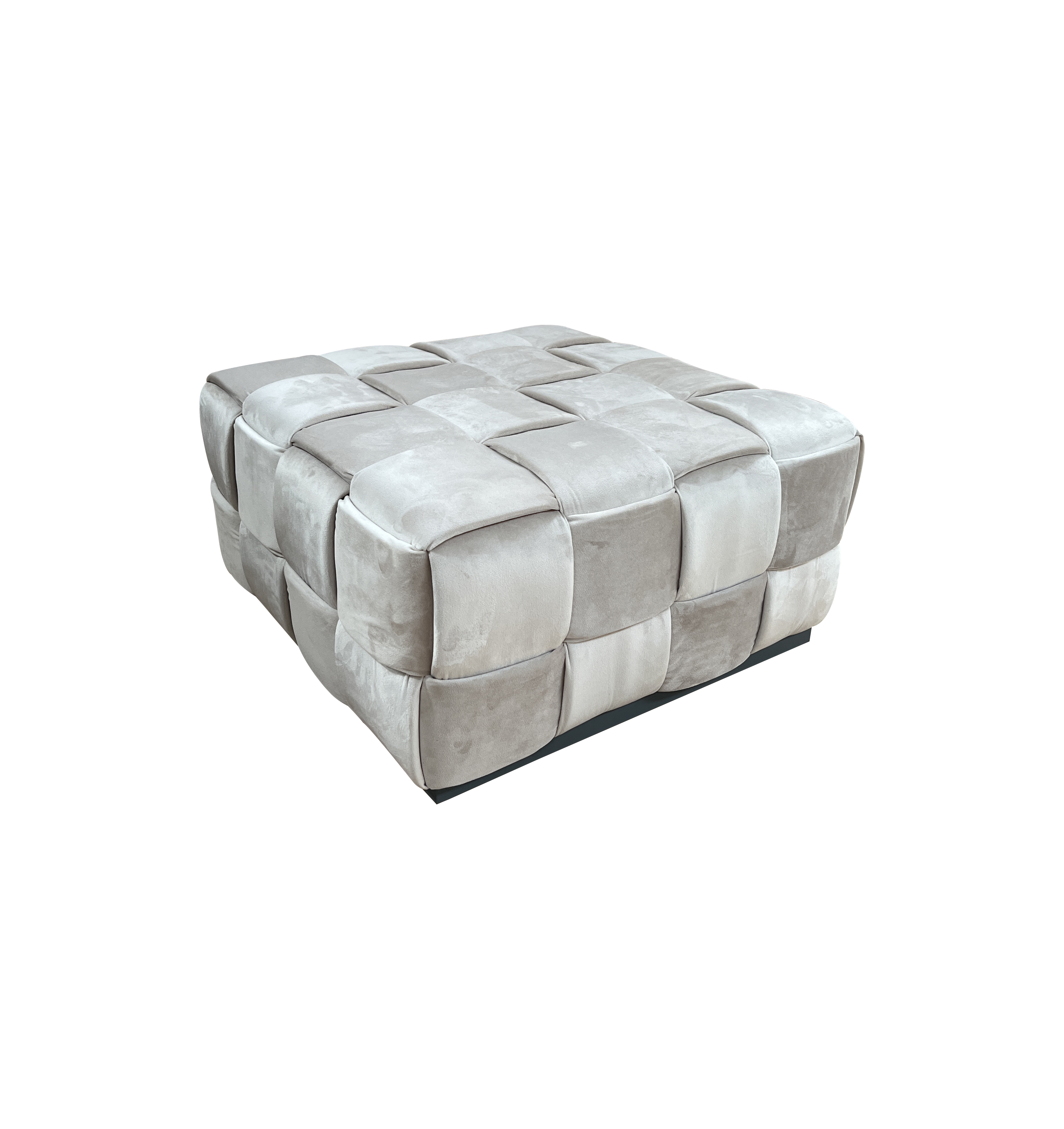 N-PUF-222 SVB Пуф плетеный, велюр светло-бежевый 60*60*30см_s2 2