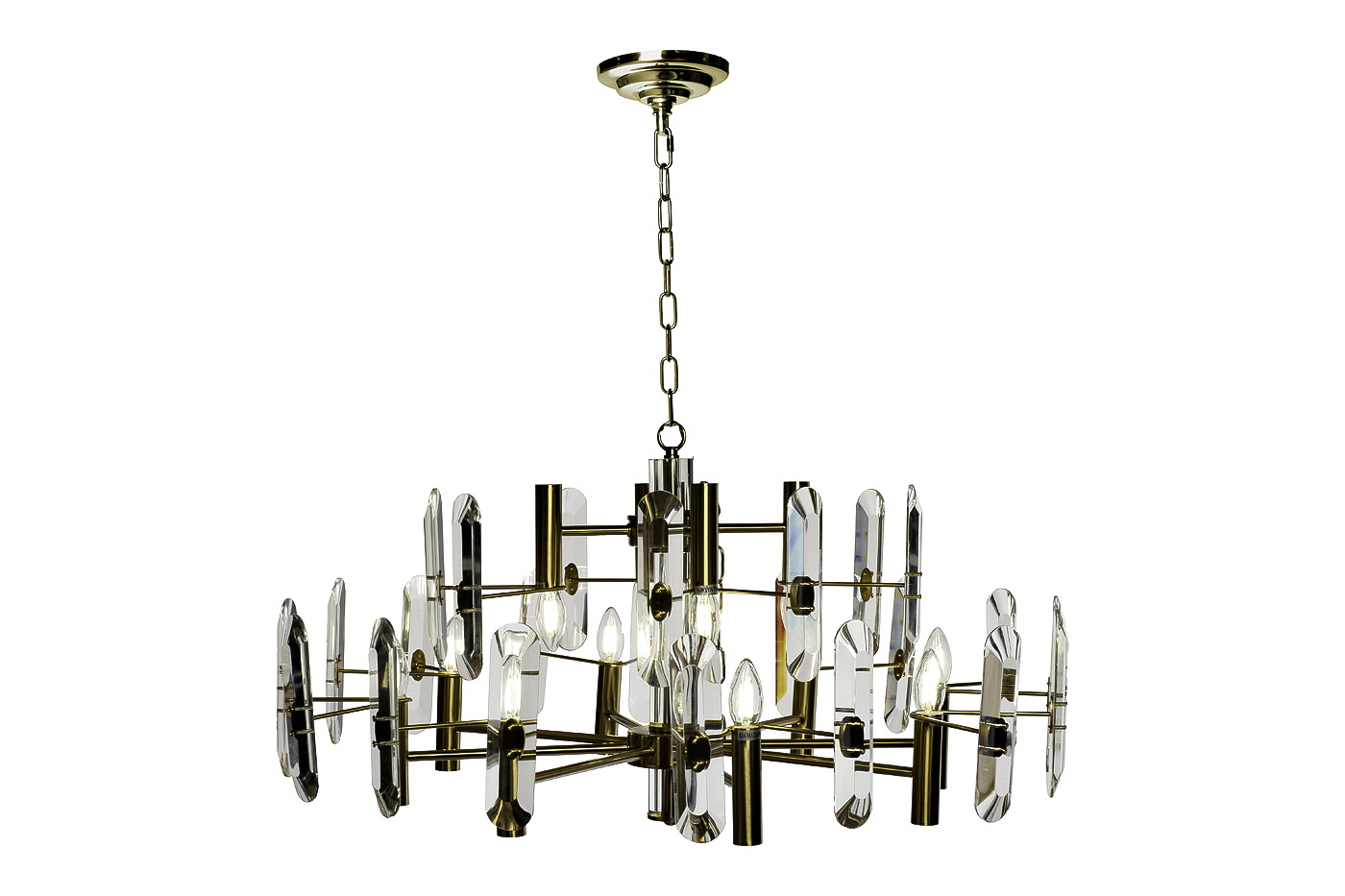 92EL-YG60400-8+4P Люстра потолочная латунь, стекло прозр. d80 h.100см_s2 1