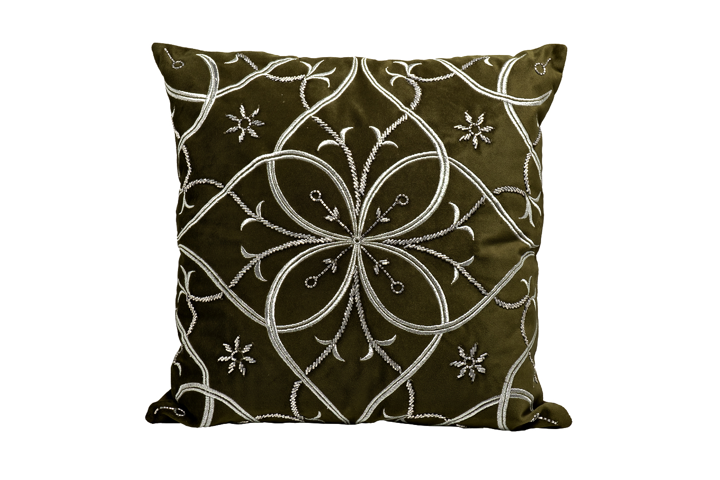 70SW-28070-A Подушка с вышивкой «Узор» зелен. 45*45см_s2 1