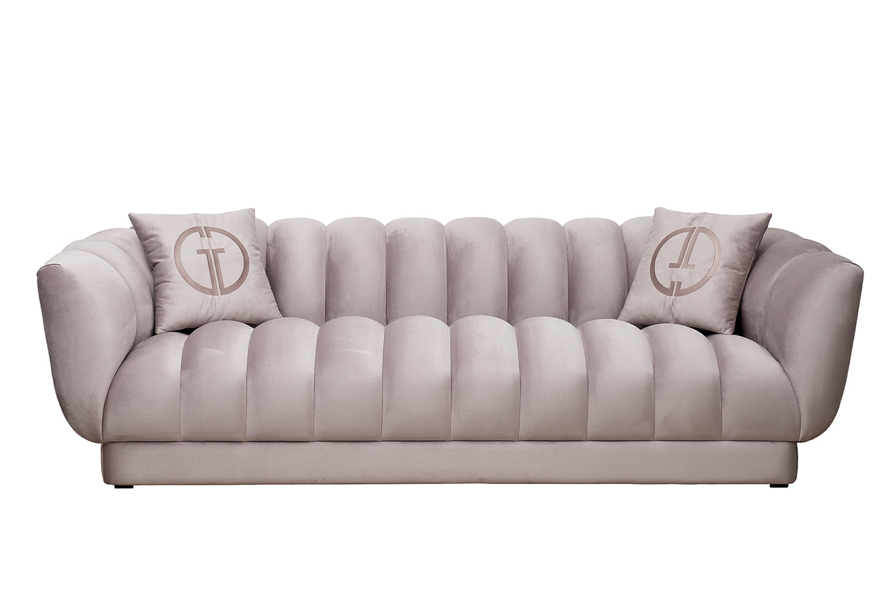 Диван Фабио(Fabio) трехместный велюр бежевый Colt1001-SERROS 239*95*72см, 2 подушки_s2 1