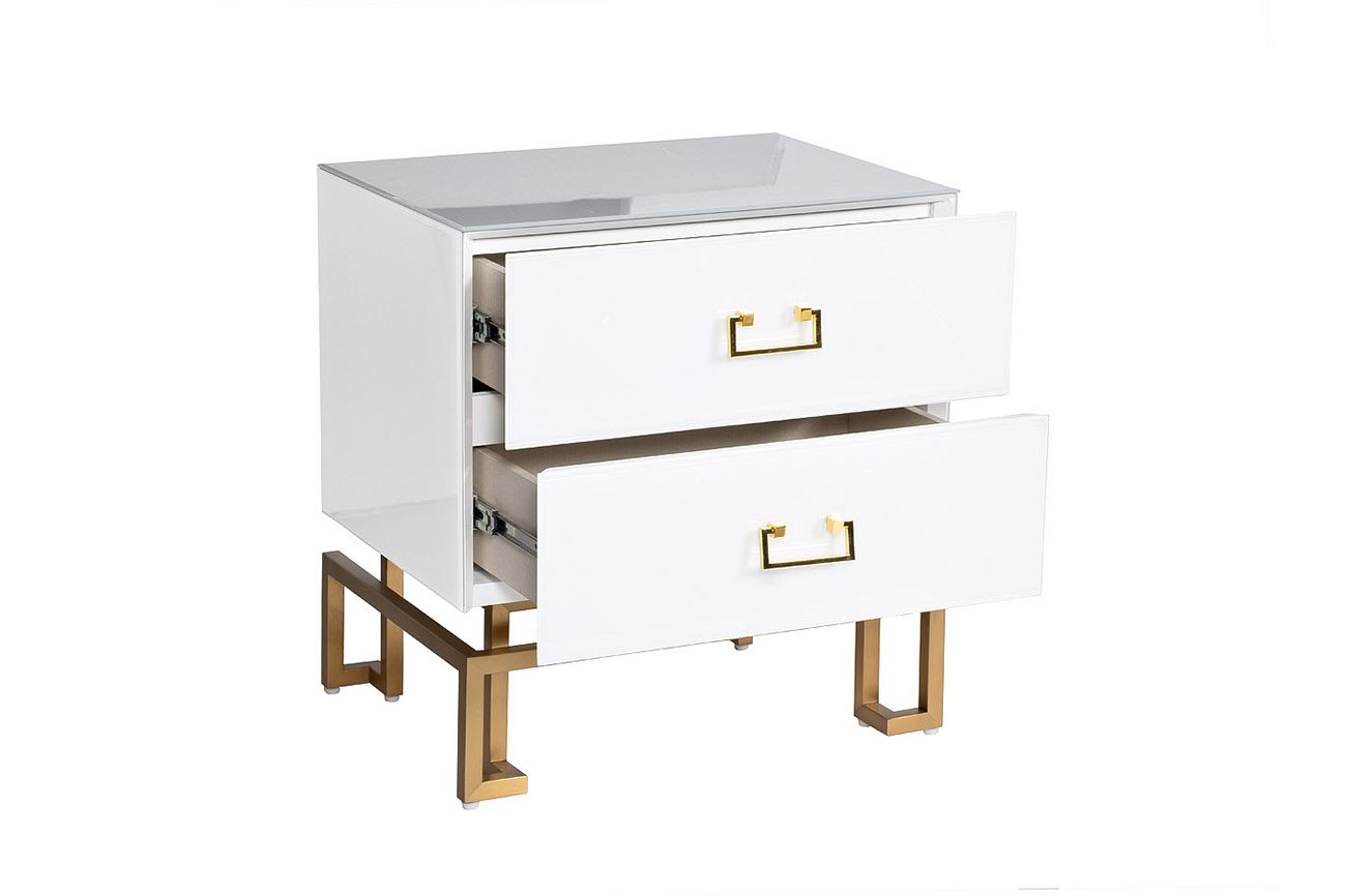 KFG085 Тумба 2 ящика белая/золото 55*40*58см_s2 3