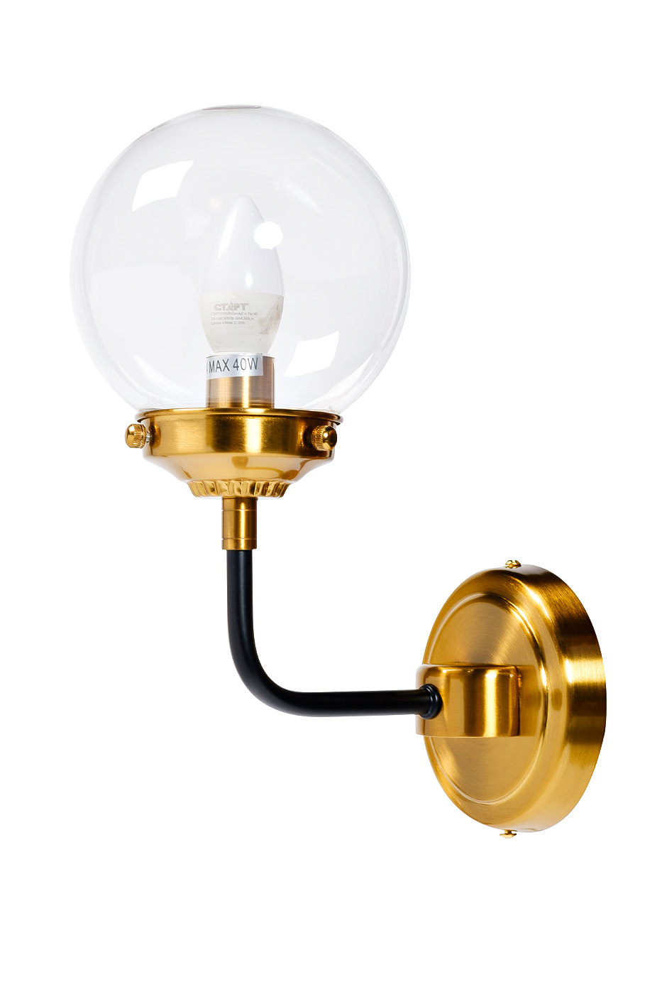 K2KG0521W-1 Бра Сфера (Simple) S латунь, стекло прозр. 15*23*h32 см_s2 1