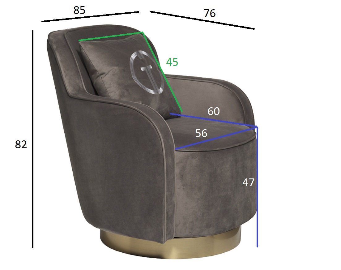 87YY-KRES-2182 SER Кресло вращающееся велюр серый 76*85*82см_s2 8