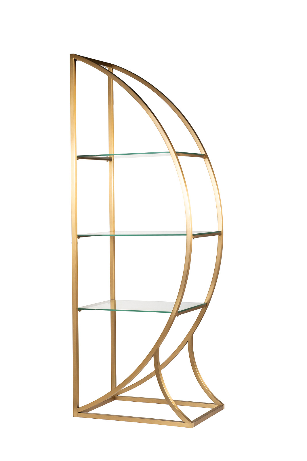 KFG087/2 Стеллаж «Полусфера» прозрачное стекло/золото матовый 71*48*202см_s2 2