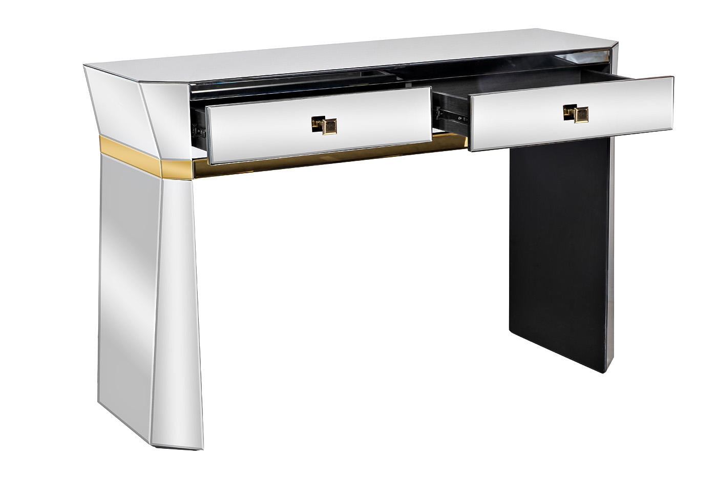 KFG125 Консоль 2 ящика с золотистой отделкой 120*42*79см_s2 3