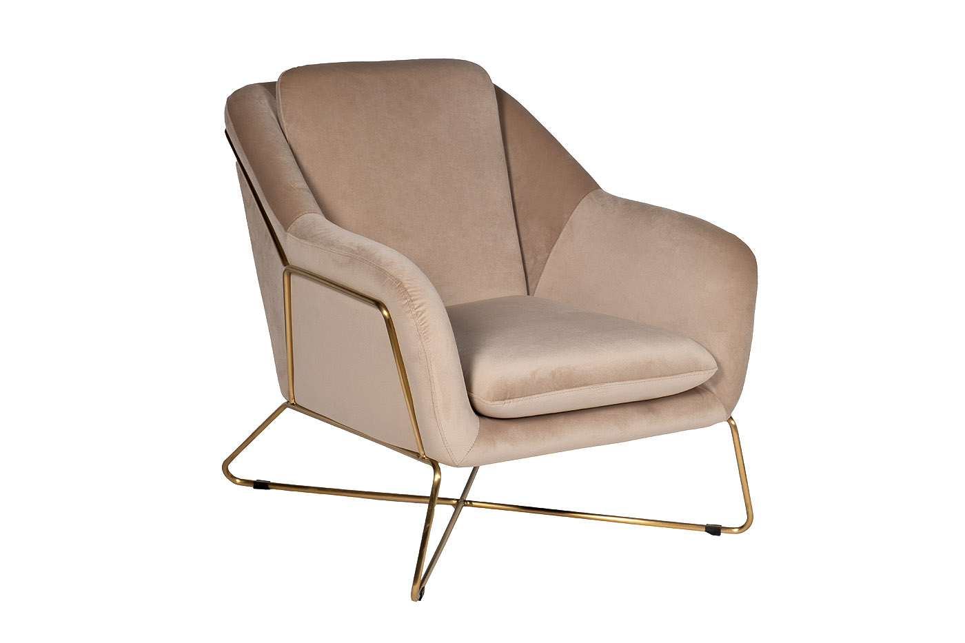 46AS-AR2976-BG Кресло велюр бежевый/мат.зол. 75*87*80см_s2 2