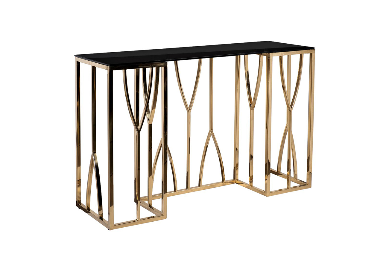 13RXC3102-GOLD Консоль стекло черн./золото 120*40*78см_s2 2