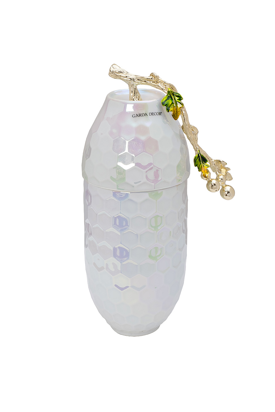 55RD6396L Ваза керамич. с крышкой перламутровая 16*12*33см_s2 1