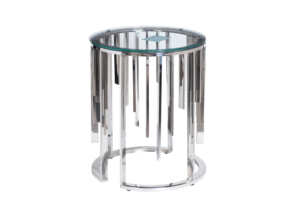 13RXET8077-SILVER Стол журнальный стекло прозр/серебро d46*55см_s2 1