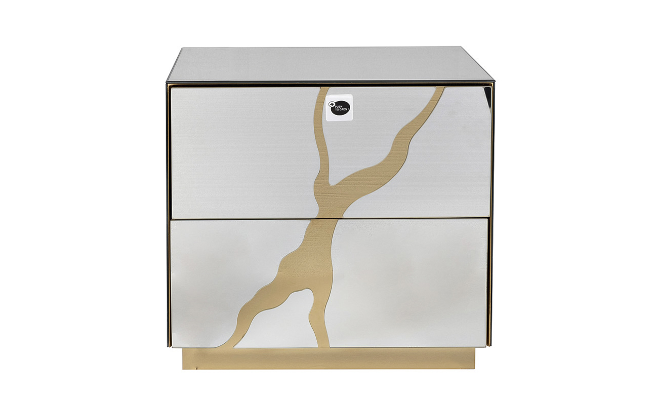 KFG199 Тумба зеркальная с золотым декором 61*42*59см_s2 1