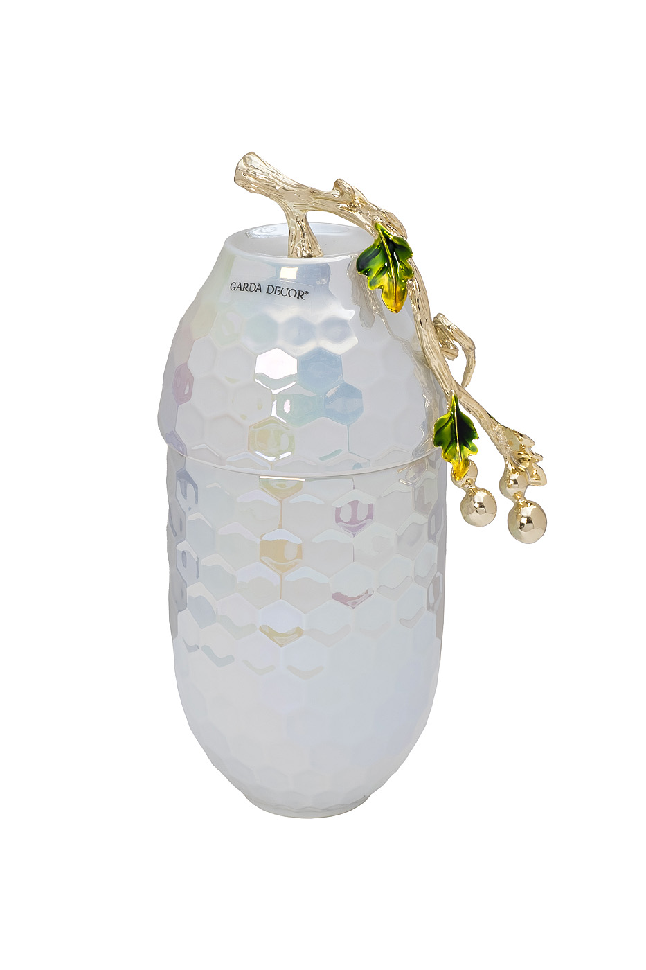 55RD6396S Ваза керамич. с крышкой перламутровая 16*12*30см_s2 1