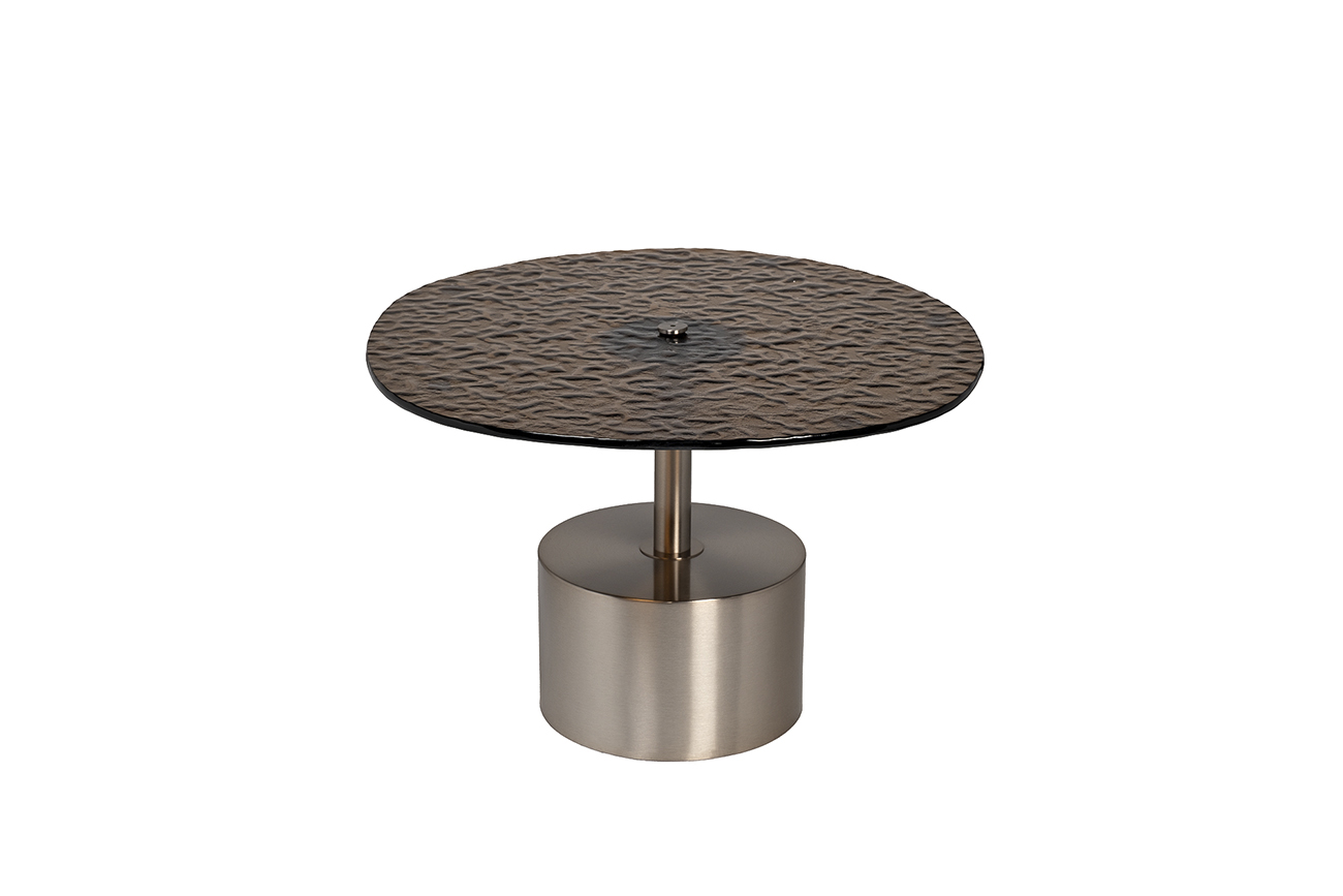 57EL-10852 Стол журнальный, стекло рельефное тонированное d 60*63*41см_s2 1