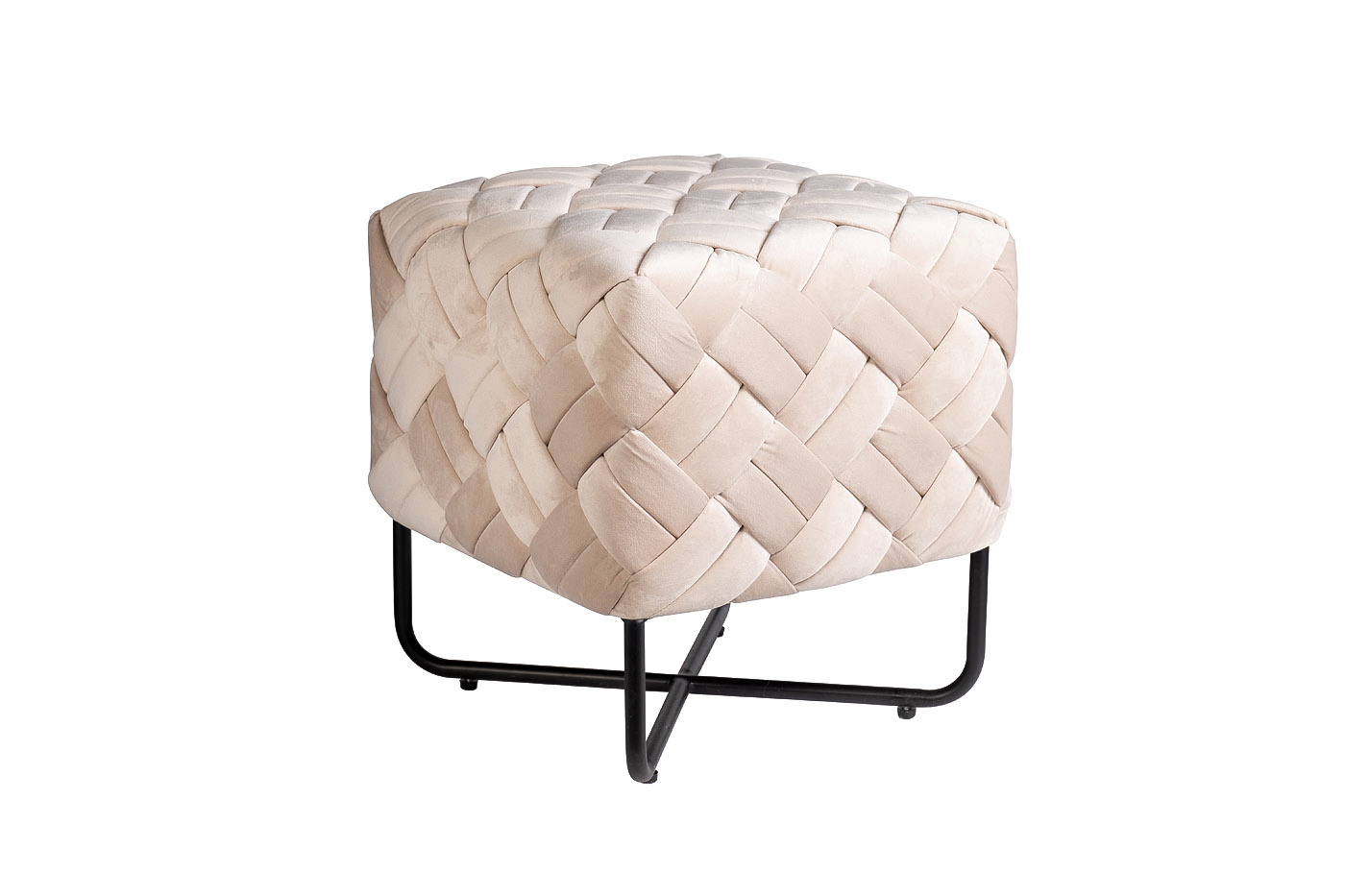 N-OT-100 BG BL Банкетка плетеная велюр бежевый 43*43*44см_s2 2