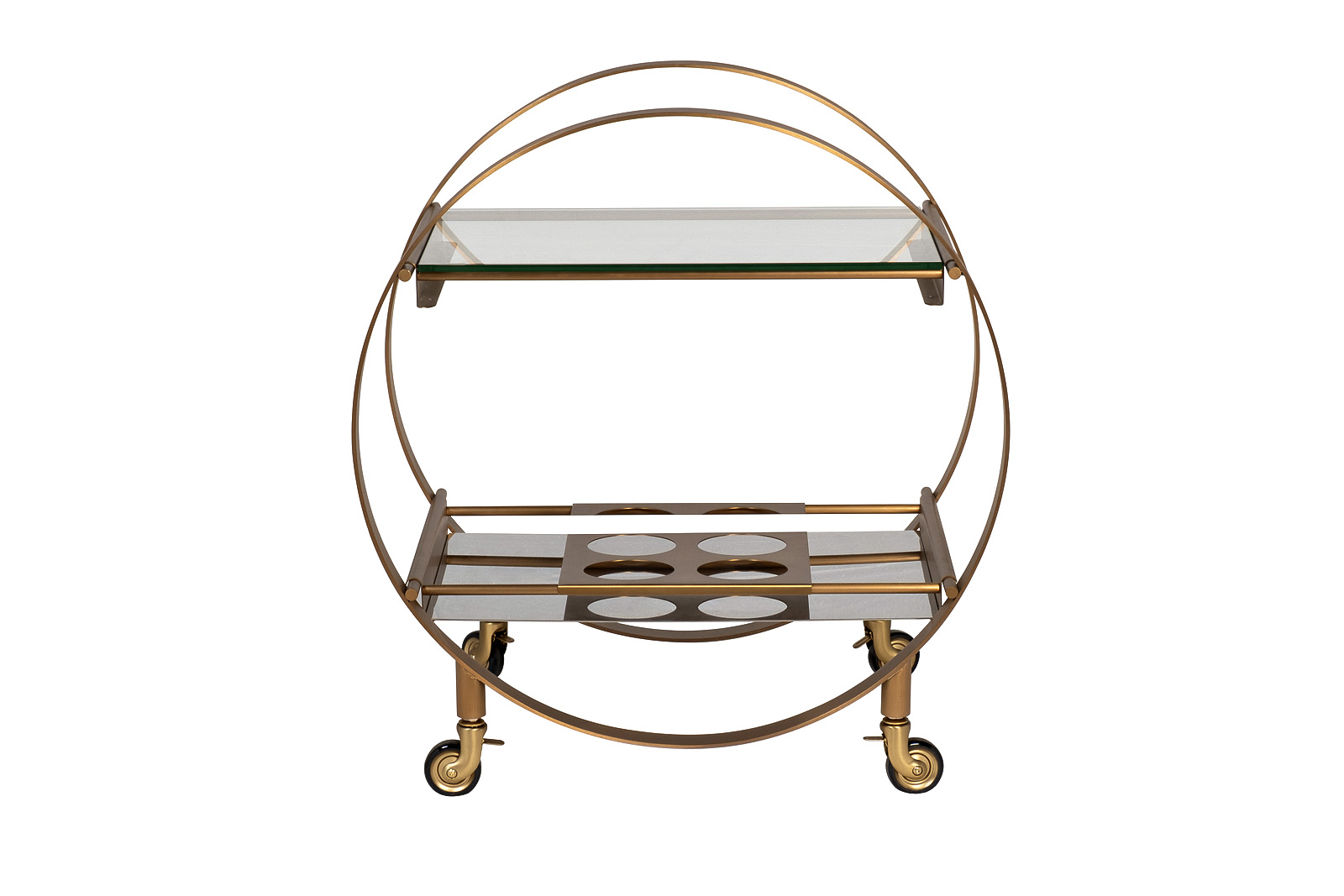 58DB-23085 Стол-тележка сервировочн ст.прозр/латунь 70*48*76_s2 1