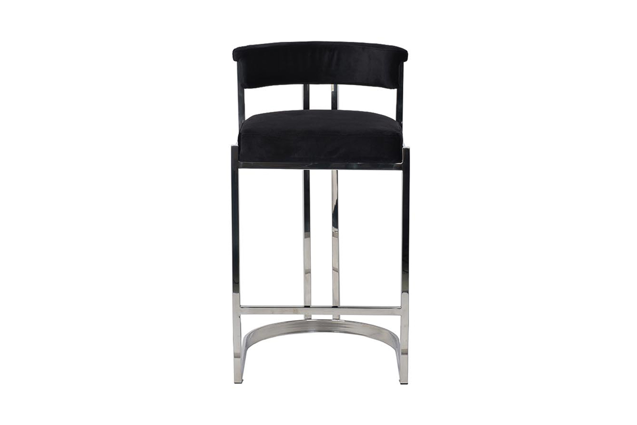 GY-B8216-BL Стул барный, велюр черный/хром  49*55*85см_s2 1