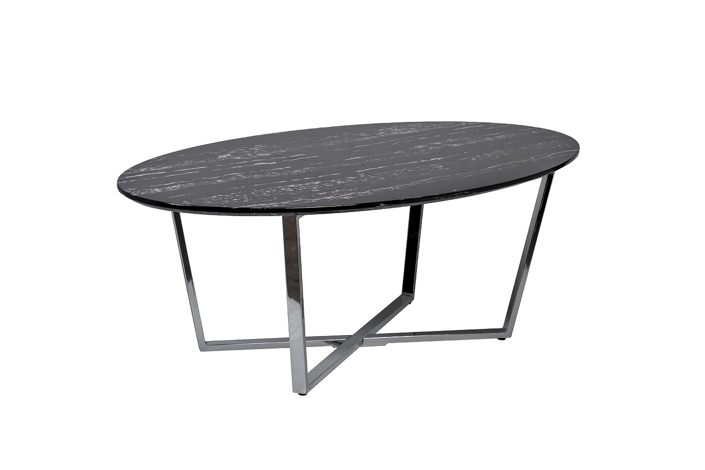 30B-85511 Стол журнальный овальный черный / хром 120*65*41см_s2 2