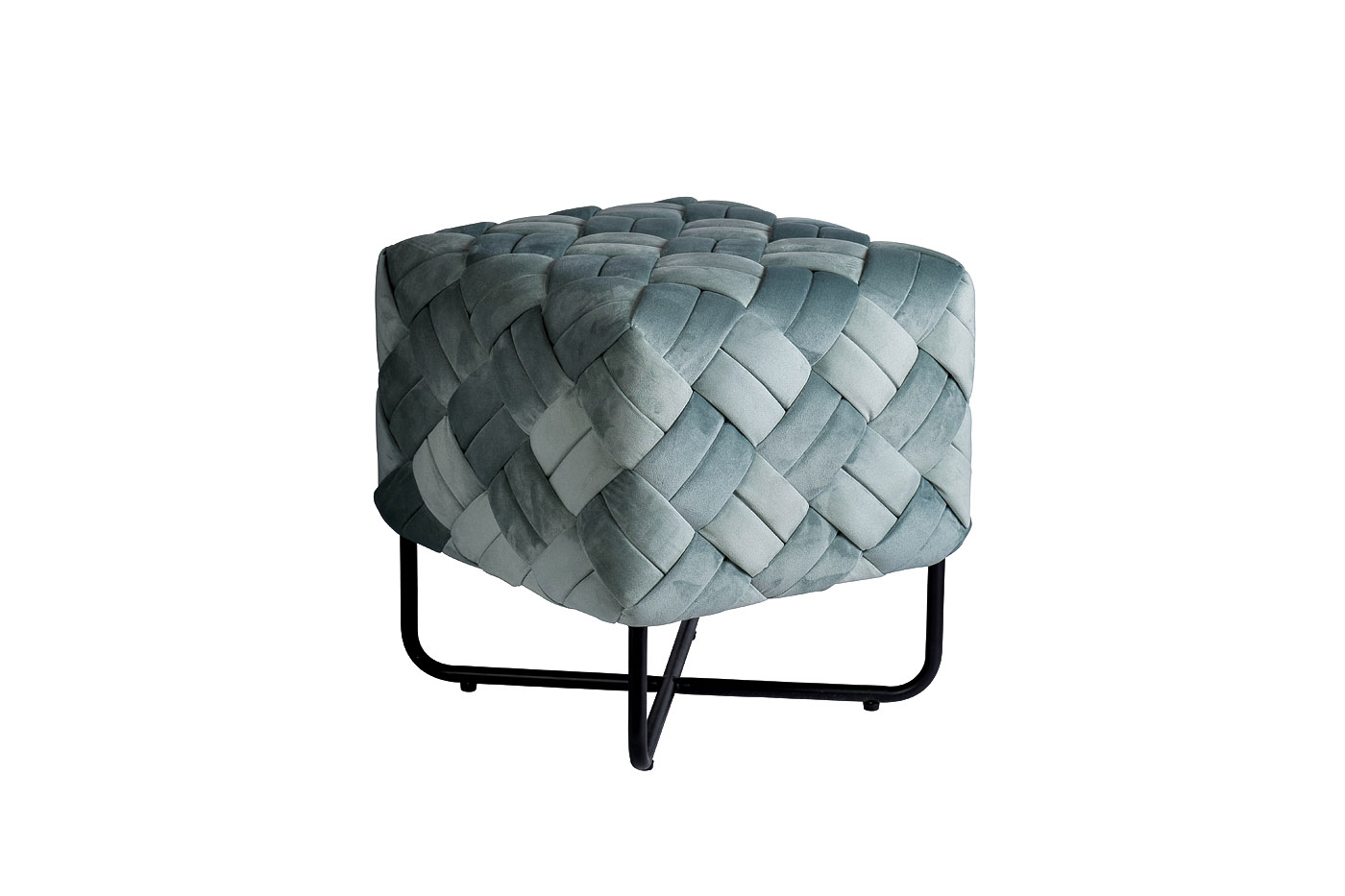 N-OT-100 MNT BL Банкетка плетеная велюр мятный 43*43*44см_s2 2