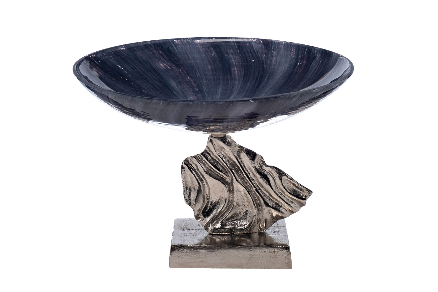 71PN-3168 Чаша стекл.на металл. основании дымчатая d37*23см_s2 1