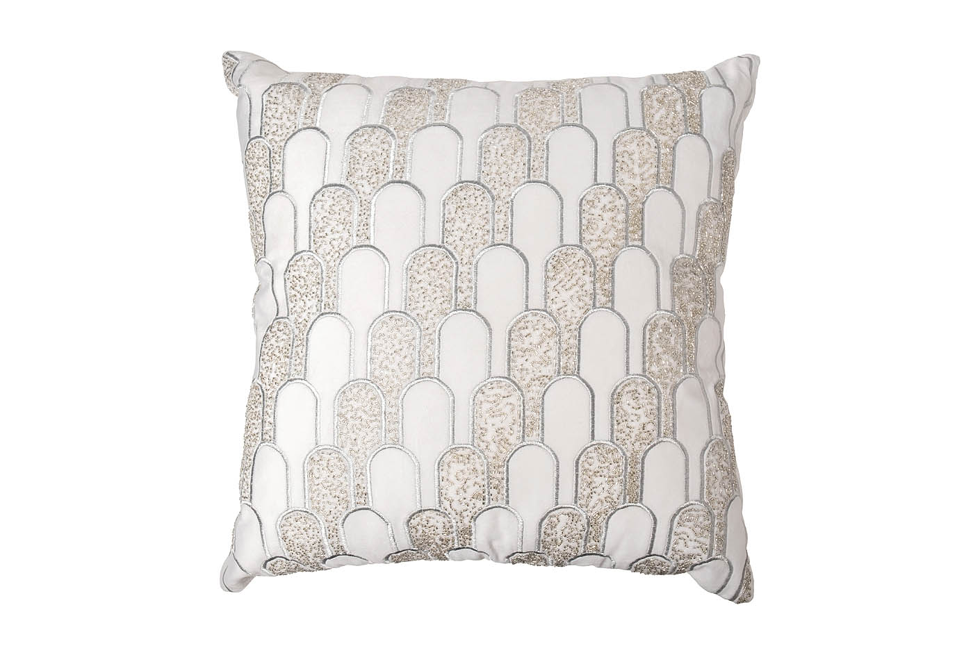 70SW-11704 Подушка с вышивкой, бисером «Ожерелье» сереб.50*50см_s2 1