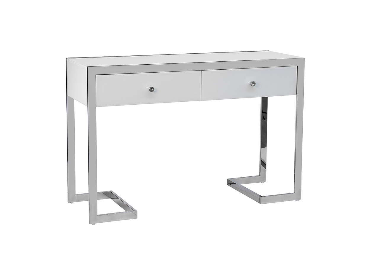 KFG103 Консоль 2 ящика белая/хром  120*42*79см_s2 2