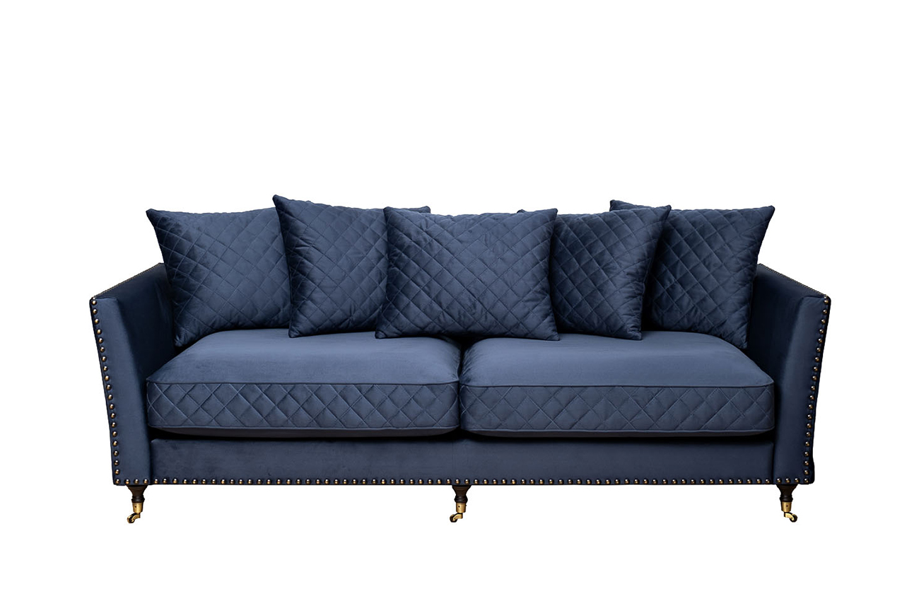 Диван Sorrento 220 трехмест., велюр т.синий Colt034 220*101*88см_s2 1