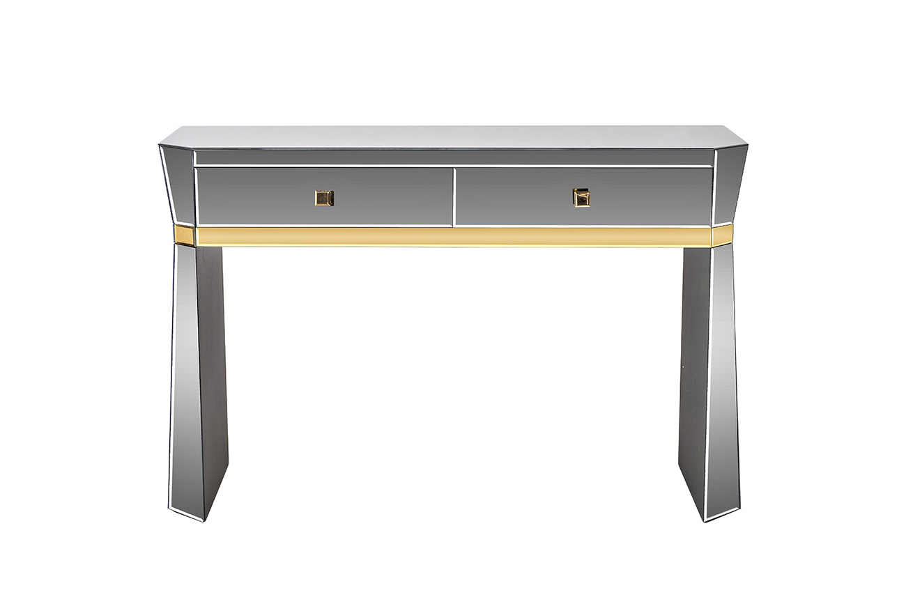 KFG125 Консоль 2 ящика с золотистой отделкой 120*42*79см_s2 1