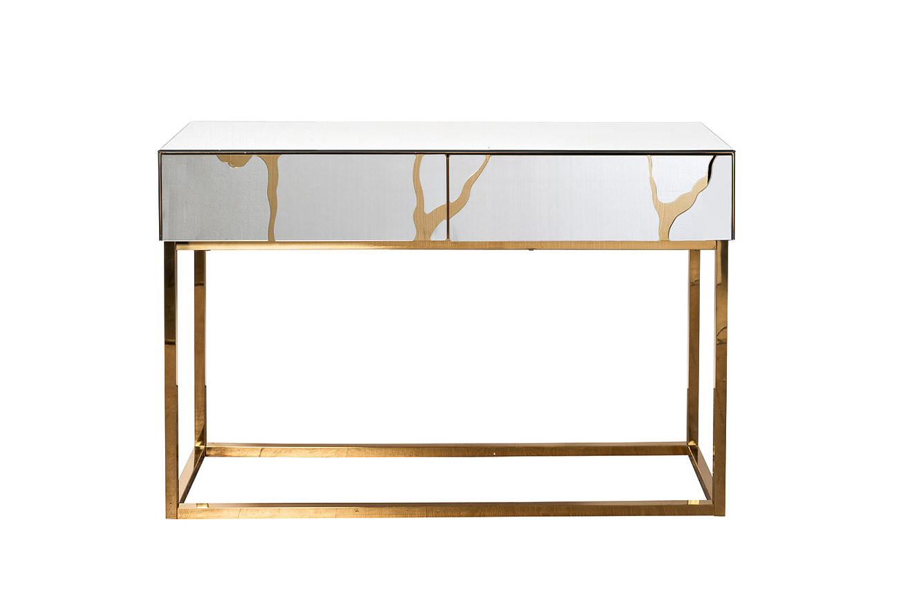 KFG197 Консоль зеркальная c золотым декором 120*42*79см_s2 1