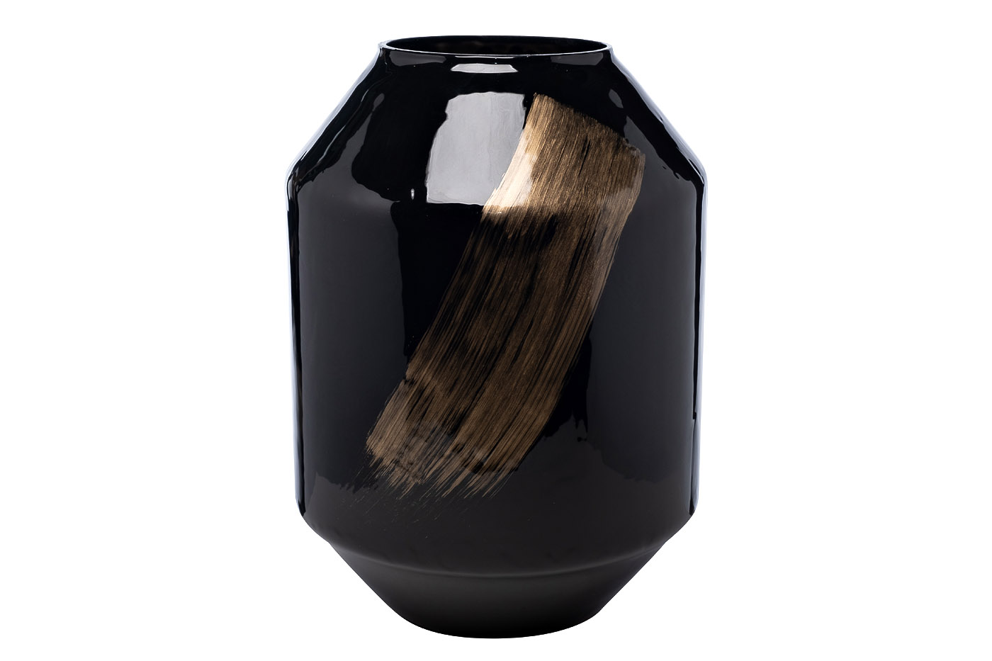 71PN-5181 Ваза стеклянная черная с золотом d27*38см_s2 1