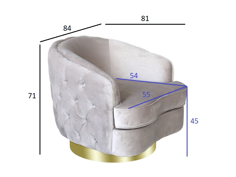 87YY-1827 BG Кресло вращающееся, велюр светло-серый 81*84*71см_s2 6