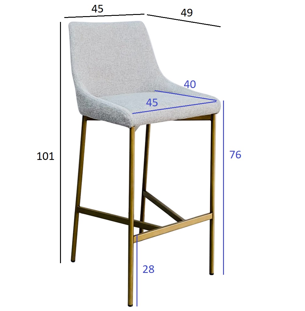 163YH-16963 Стул барный белый+бронза 45*49*101см_s2 7