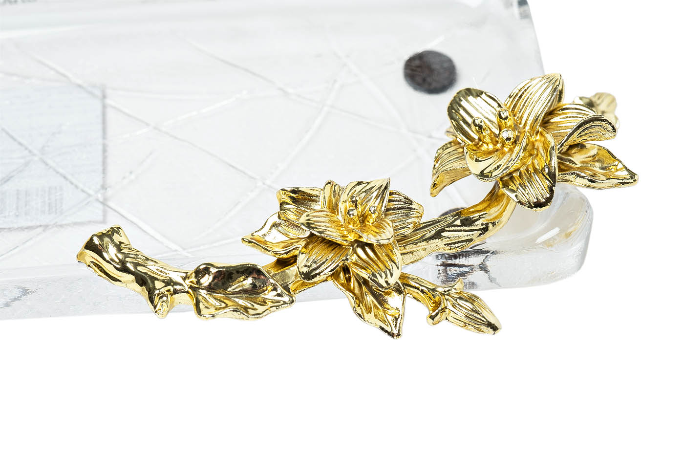 55RG5983S Поднос стеклянный с золотым цветком  29*14*5см_s2 2