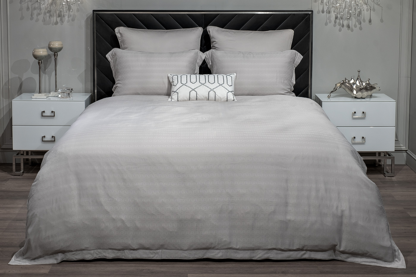 180JOD-18001 Комплект постельного белья Гарда, бамбук, серый, Двуспальный евро (200*220)_s2 1