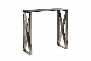 Консоль стекло серое/матовая латунь