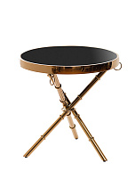 13RX6035-GOLD Стол журнальный стекло черн./роз.золото d50*50см_s2