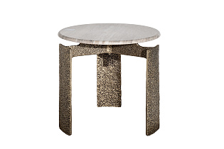 69-23305 Стол журнальный мраморный d60*63см_s2