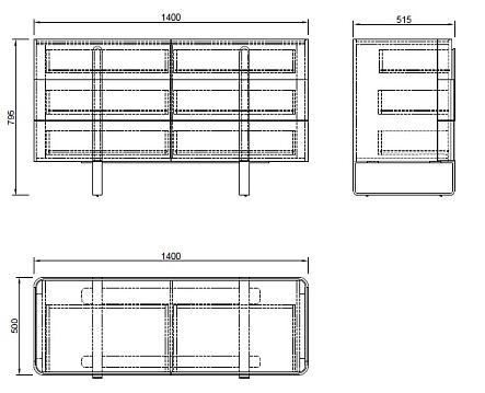 77IP-20861 Комод светлый с металл. каркасом 140*50*85см_s2
