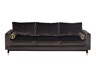 Диван Мадрид Память(Madrid Memory) с кантом трехм. без мех.,велюр серый Riv96_s2