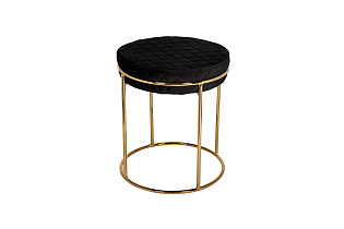 GY-BEN8178GOLD-BL Банкетка велюр черный/золото d38*45см_s2