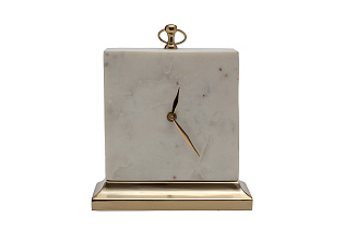 79MAL-5886-25 Часы настольные белый мрамор h25см_s2