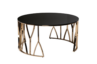 13RXCT3104-GOLD Стол журнальный стекло черн./золото d90*45см_s2