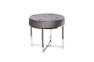 47ED-003BAN-SER Банкетка серый велюр/хром d50*46см_s2