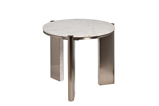 57EL-10083 Стол журнальный натур.белый мрамор Cass White d 57*50см_s2