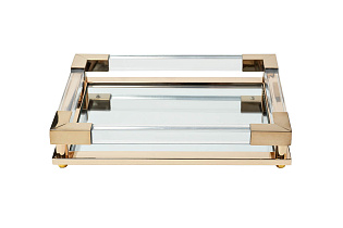 2K389136-G Поднос декоративный зеркальное основание, цвет золото 32*25*5см_s2