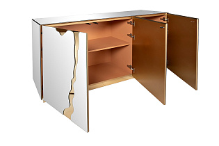 KFG195 Комод зеркальный c золотым декором 160х45х90см_s2