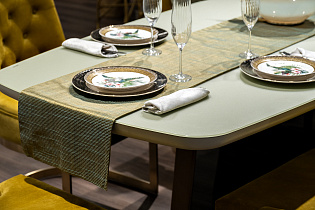 70SW-18101 Текстильная дорожка для стола Нефрит зеленая 35*180см_s2