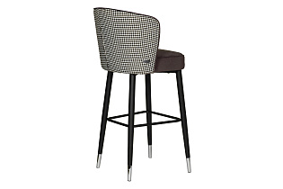 30C-309W SER Cтул барный велюр серо-коричневый 54*54*106см с ч/б спинкой_s2