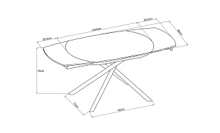 83MC-1957DT BL Стол обеденный раскл.керам.чёрный 178(120)*89*77_s2